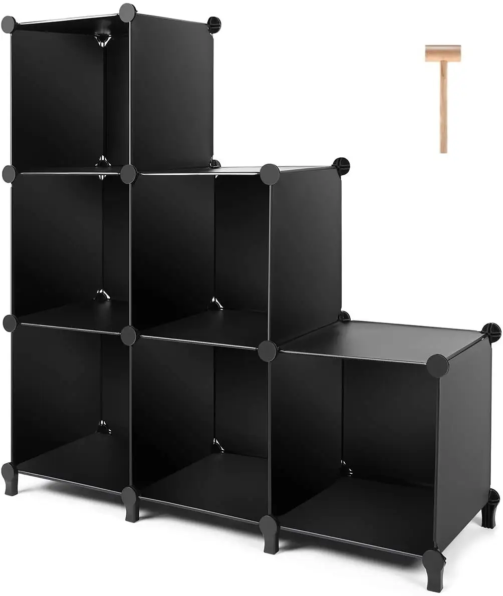 Cubo di Dell'organizzatore di Immagazzinaggio 6-Cubo Scaffali con Martello di Legno FAI DA TE Armadio Armadio Armadio di Stoccaggio Scaffale Quadrato di Plastica Organizzatore