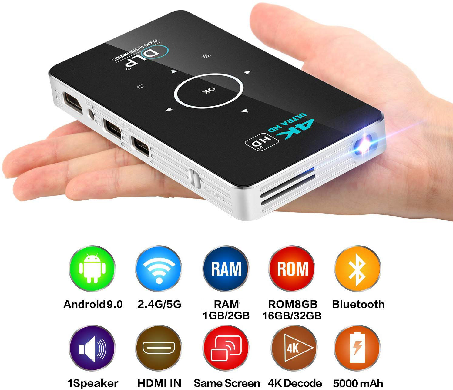 WIFI Android  mini portable smart pocket video DLP home projector