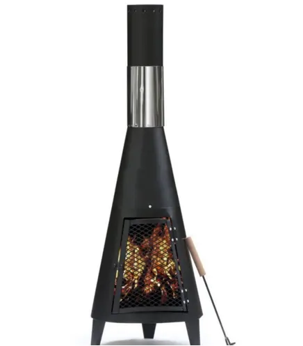 Diseño de cohete de moda con chimenea de barbacoa, fogón de carbón para jardín y Patio, calefacción