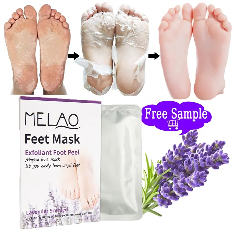 Custom Private label piedi cura della pelle organico naturale idratante esfoliante idratante peeling sbiancante lavanda Foot Peel Mask