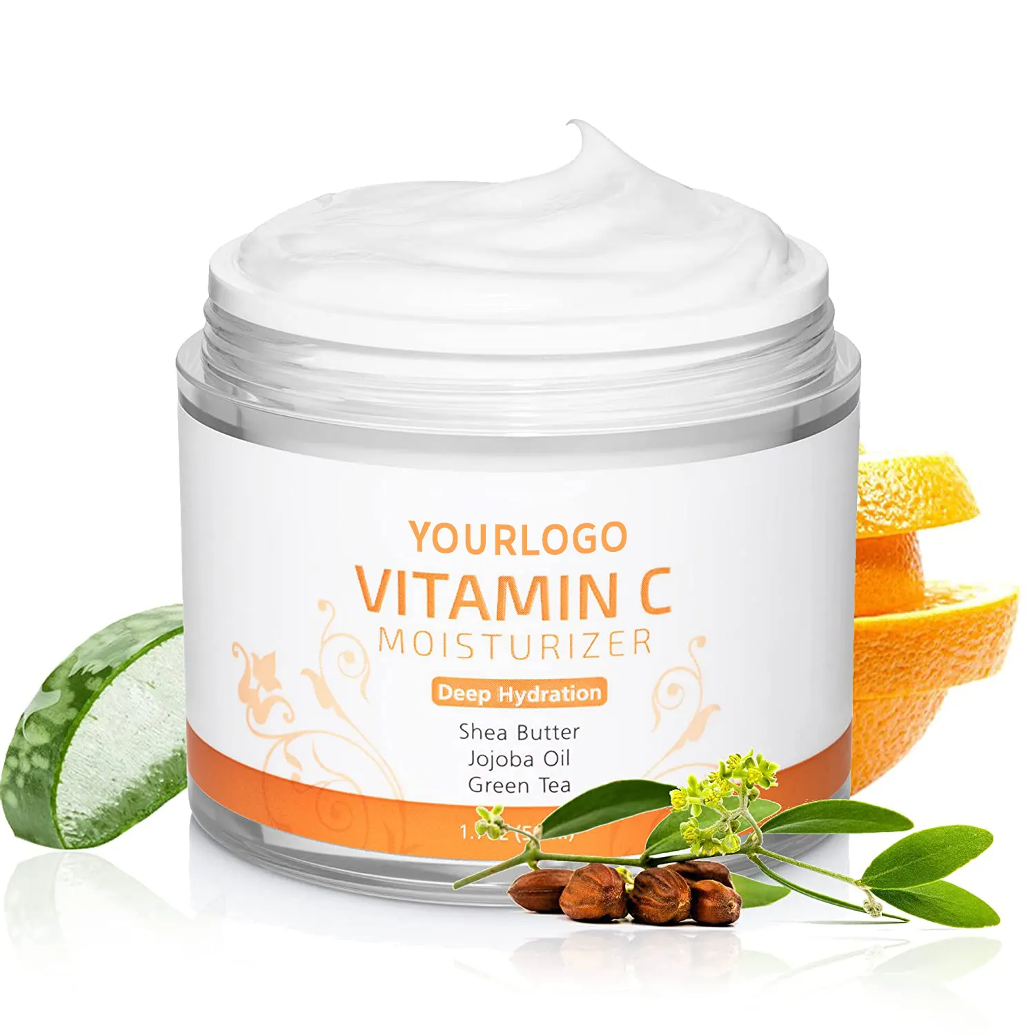 Creme facial anti-idade diário de marca própria manteiga de karité hidratante hidratante diário com vitamina C para suavizar a pele para mais brilhante