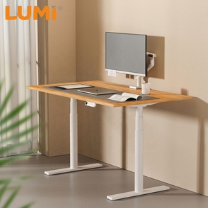 Home Office Smart Ergonomic Furniture Height Adjustable Round Column Dual Motor Standing up Desk <strong>Computer</strong> <strong>Table</strong> With Safety Lock - Product Image 1