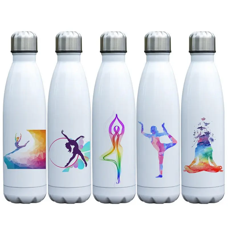 Garrafas de vidro personalizadas de subolmação, garrafas plásticas de água com transferência de calor, logotipo, novo, 2022
