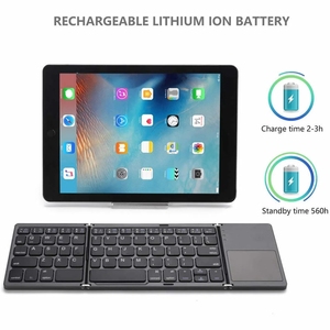 Teclado inalámbrico ultradelgado B033, Mini teclado portátil BT, tres pliegues, para teléfono móvil, tableta, oficina, Universal, con panel táctil - Product Image 3