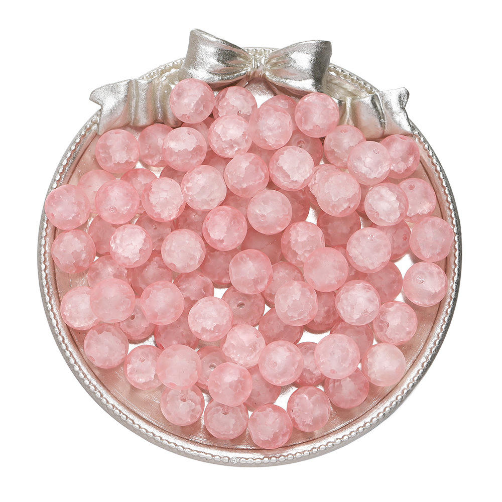 Perles de verre dépoli 10mm - rose orange