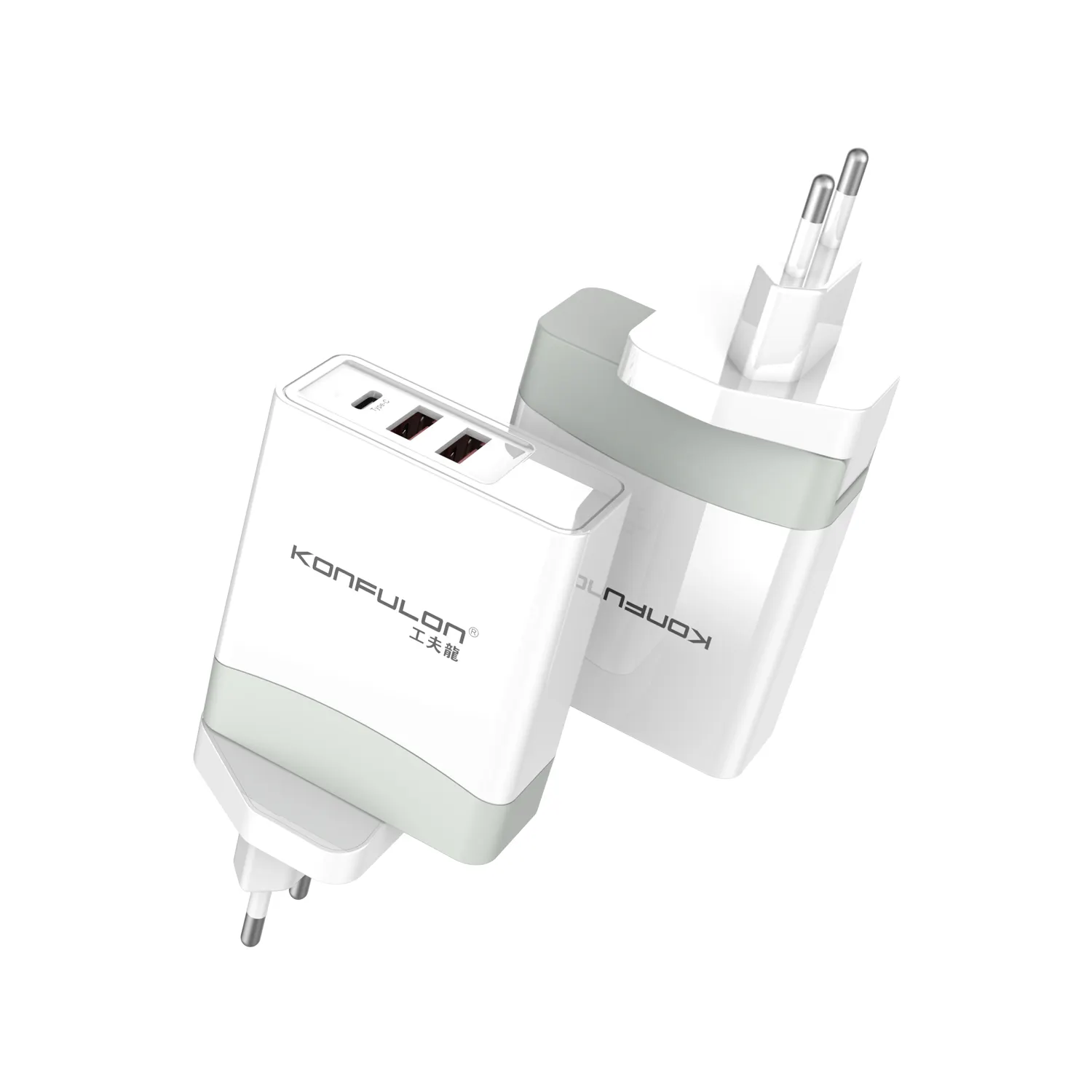 Konfulon 2023 atacado top 30W carregamento rápido tipo C adaptador de viagem carregador de parede para celular UE Reino Unido US Plug