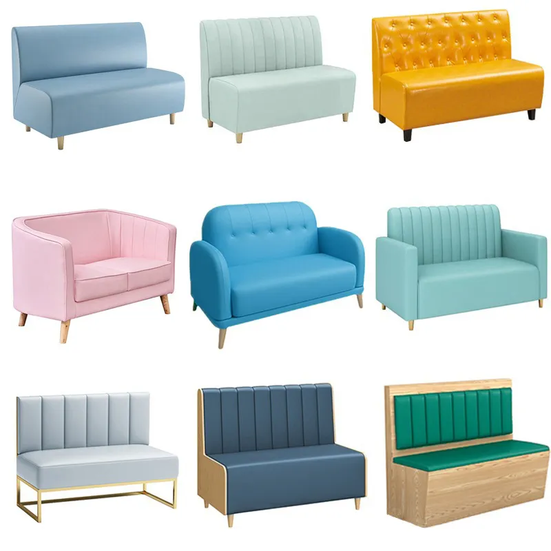سقيفة مطعم بو الجلود متعددة اللون الحديثة التجارية استخدام أريكة مقاعد البدلاء كشك تستخدم مطعم الأثاث مع عالية الخلفي