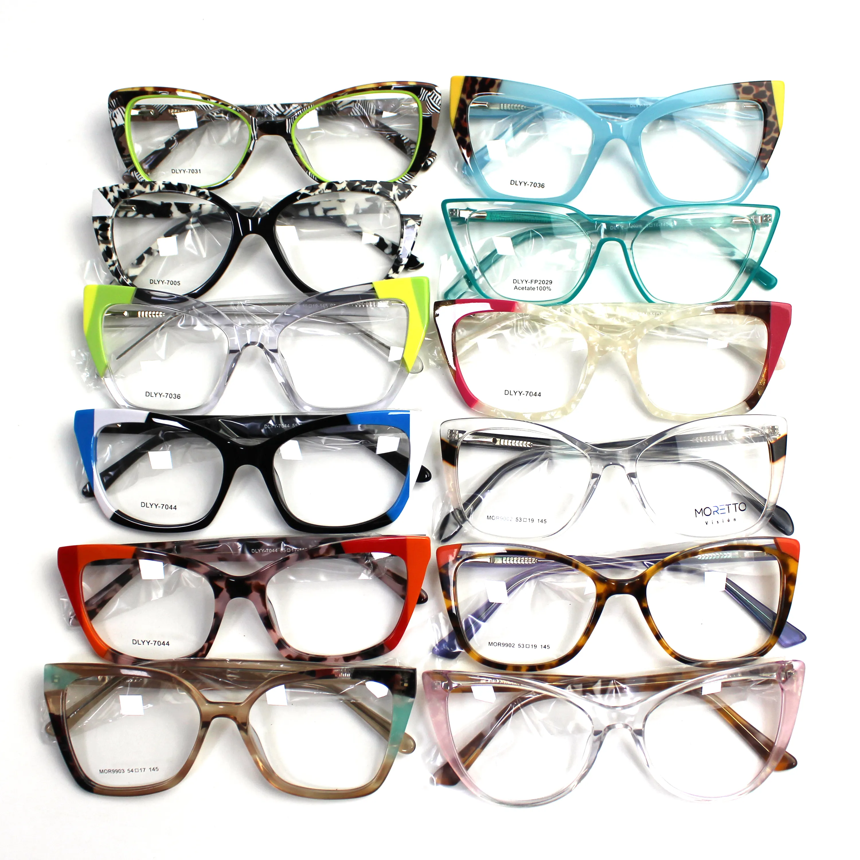 Gafas mixtas listas surtidas, gafas baratas, montura de acetato laminado, monturas para gafas ópticas