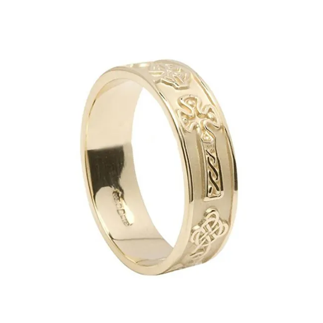 Mens Croce Celtica Ring-14k placcato Oro Giallo-fornitura dei monili di fabbricazione Cinese Vlink nuovi modelli di anelli d'oro per gli uomini