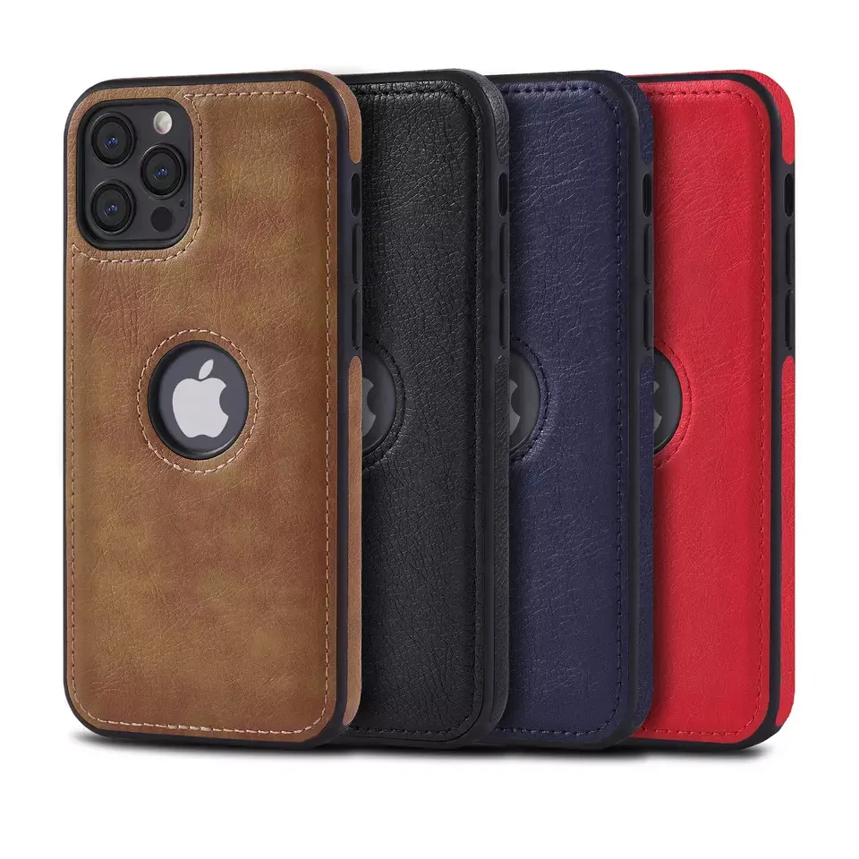 Casing ponsel desainer populer dengan lubang logo merek mode mewah casing ponsel kulit untuk Apple iPhone 12 13 14 Pro Max mini