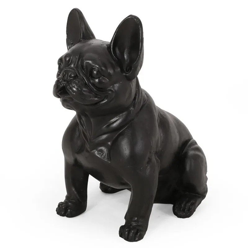 Wholesale polyresin cute outdoor indoor decor animal bull dog Frenchie sculpture resin cement French bulldog garden statue