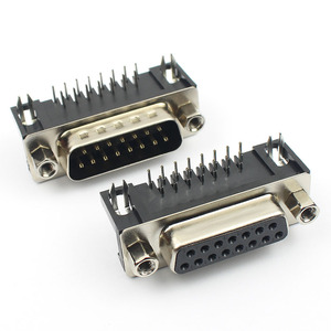 D-SUB 9 15 25 37ขาขั้วต่อ PCB ตัวผู้ตัวเมียพร้อมชุดซ็อกเก็ตปลั๊กสกรูอะแดปเตอร์มุมฉาก2แถว DB9 DB37 DB25 DB15 - Product Image 3