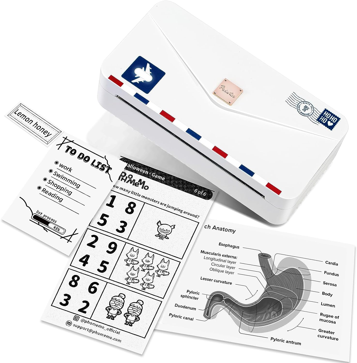 White Printer with 1 roll White Sticker Paper