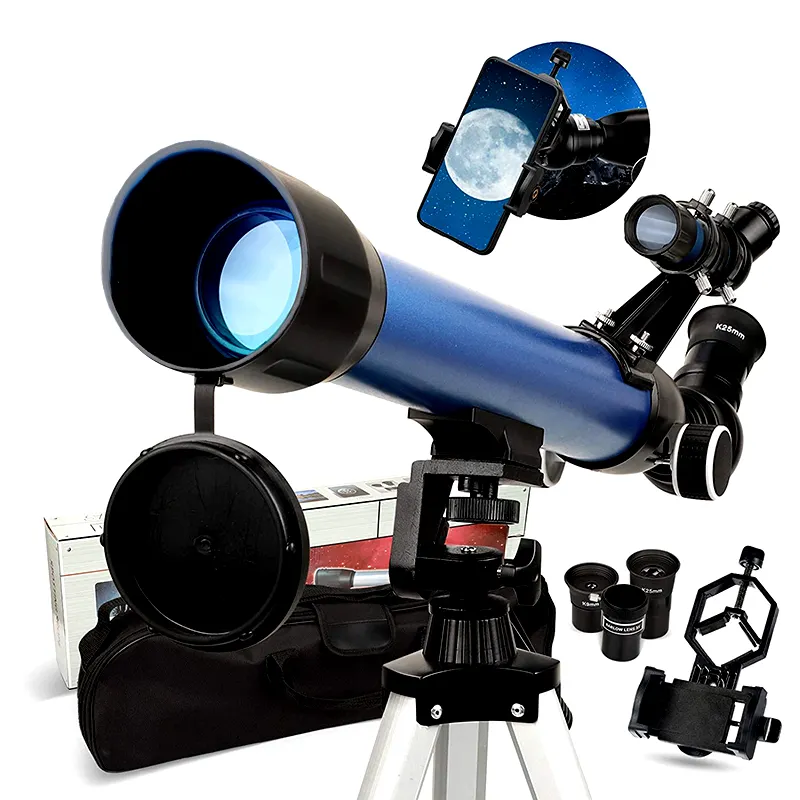 Adults Kids Beginner Astronomy 50mm Objective Lens Diameter 3X Extender 2 Eyepiece Refractor Astronomical Telescope