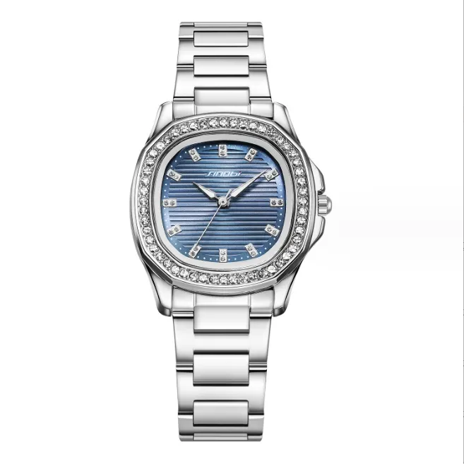 Relógio de quartzo de luxo exclusivo para mulheres, relógio quadrado de aço com pulseira e calendário, moda de venda imperdível