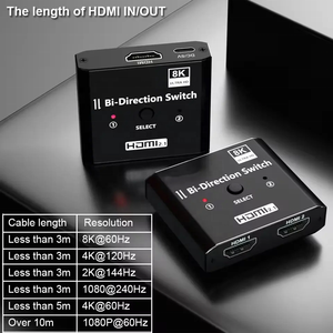 High Quality 8K 60HZ <strong>HDMI</strong> <strong>Switch</strong> 1x2 / 2x1 AB 4K@120Hz <strong>HDMI</strong> <strong>2</strong>.1 Bi-Direction Switcher <strong>2</strong> in 1 Out Audio Converter - Product Image 3