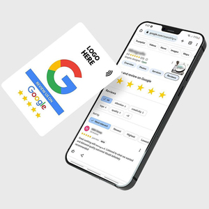 PVC Table Display Acrylic TAP Stand Plaque Five Sign Tags Karte NFC 5 Star Rfid QR <strong>Code</strong> 120X120mm Google Review Epoxy Sticker - Product Image 1