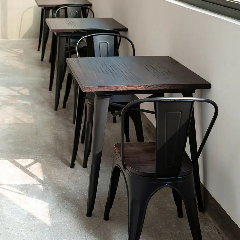 Muebles modernos y sencillos para restaurante, mesa de comedor de madera de Estilo Vintage Industrial, para cafetería y cafetería de comida rápida