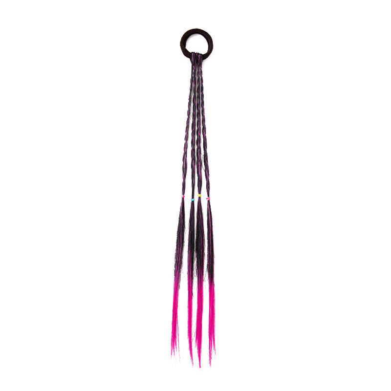 Childrens gradient purple pink wig braid hair rope 1 pack