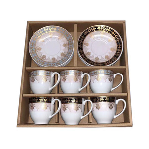 定制陶瓷咖啡具，六个杯子和六个盘子，陶瓷咖啡杯上印有公司标志 - Product Image 4
