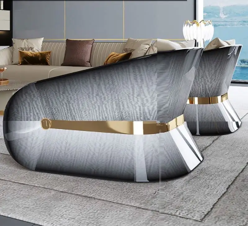 Dossier de canapé en placage design italien canapé de luxe forme ronde accoudoir canapé sectionnel canapé en cuir