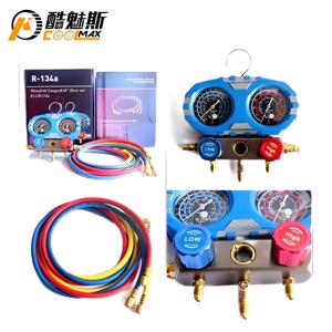 精密読み取りHvacデュアルマニホールド圧力ゲージセット60インチホースセットR12 R134a振動フリー耐久性のあるフッ化物酸化キット