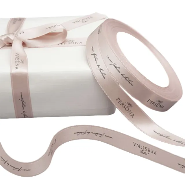 Ruban d'emballage cadeau avec logo imprimé personnalisé, de luxe rose, nouveauté