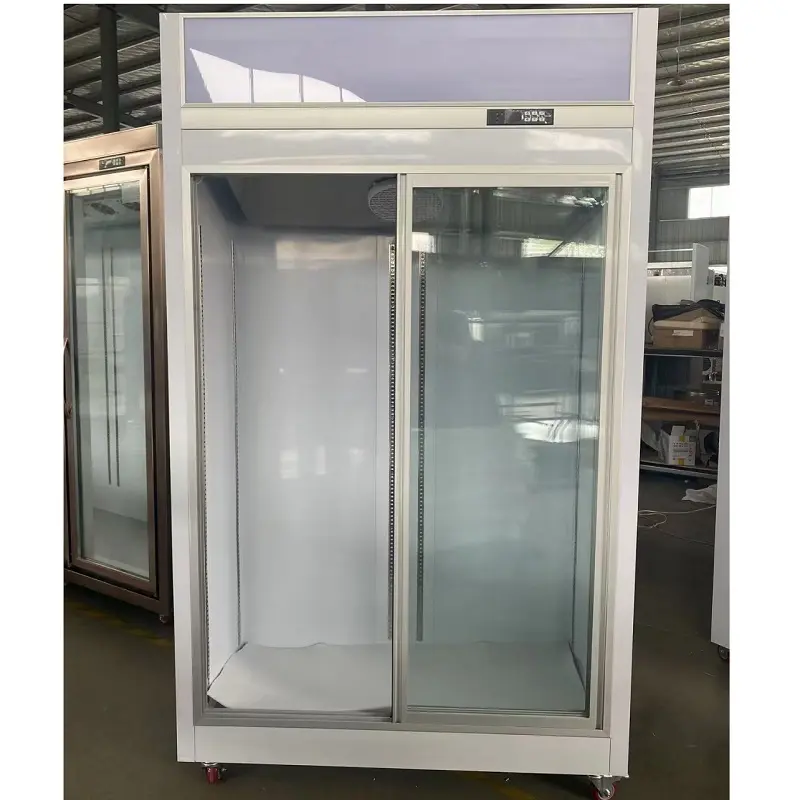 Холодильная камера MUXUE для напитков, раздвижная дверь с 2 стеклянными дверцами, охладитель для напитков, экономия места в узком месте