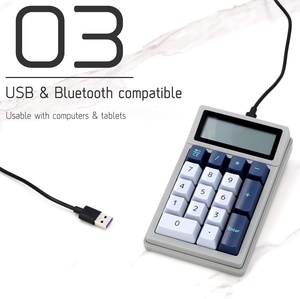 DENTEN 2 en 1 Calculadora Numpad Teclado mecánico con pantalla digital de 12 dígitos Mini teclado numérico inteligente portátil Oficina