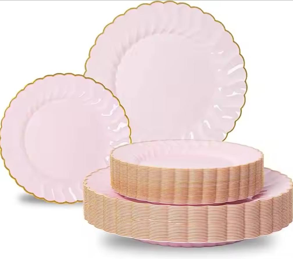 Pink with gold rim