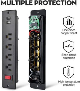รางปลั๊กไฟมี4ช่องเสียบ AC และ2พอร์ต USB ช่องเสียบไฟตั้งโต๊ะแบบฝังแน่นได้รับการจัดอันดับ125V - Product Image 4