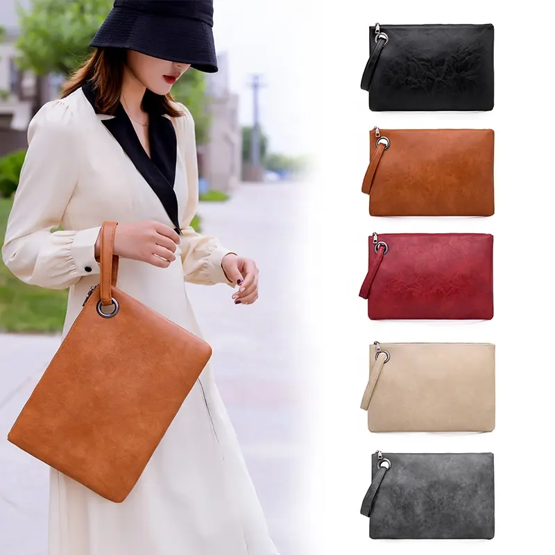 FS9110 Elegante stilvolle PU-Leder Damen Clutch Bag Retro Geldbörsen Umschlag Slim Clutch Handtasche Abend Clutch Taschen für Frauen