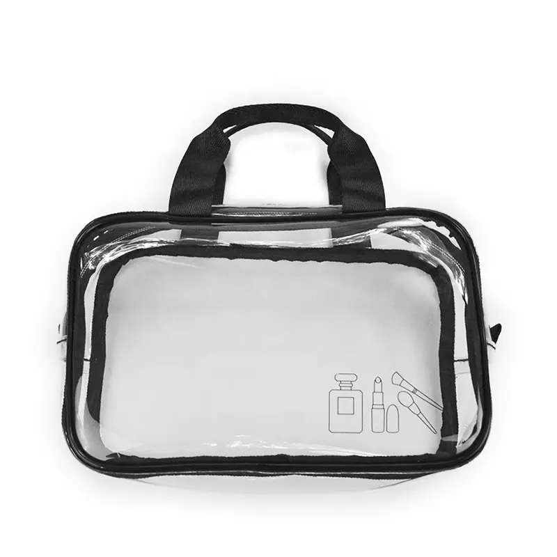 Borsa per il trucco borsa per cosmetici con manico impermeabile personalizzato borsa per cosmetici da viaggio cosmetica trasparente