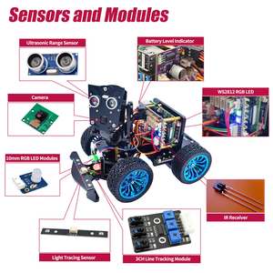Kit Smart Car PiCar-B bars Rover per Raspberry Pi, prevenzione degli ostacoli, tracciamento della linea, tracciamento della luce, fotocamera, riconoscimento vocale - Product Image 4