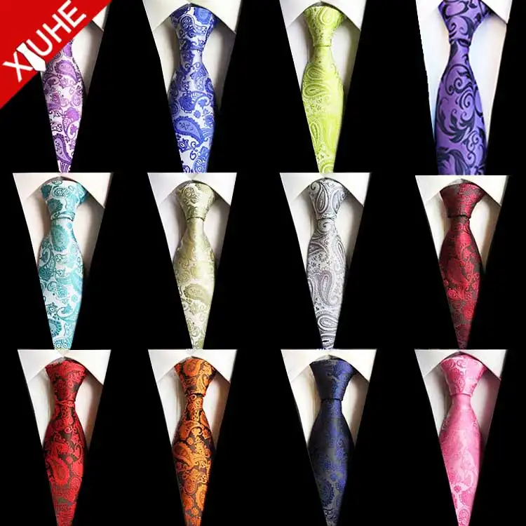 עיצוב יוקרה צבעוני עניבת ייחודי אקארד צבוע חוט בד עניבות פייזלי Mens מותאם אישית פוליאסטר עניבות