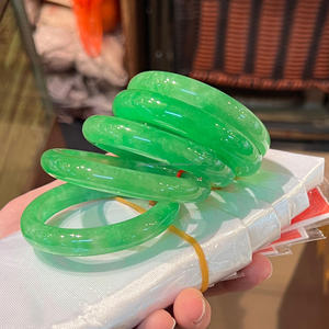 Yüksek kaliteli kadın yeşil Jadeite bilezik tipi B doğal yeşim moda bileklik kadınlar için 54 ~ 60mm hediye - Product Image 1