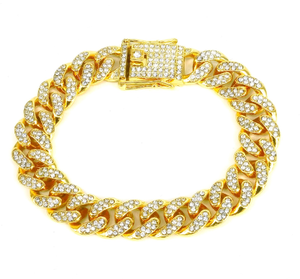 개 목걸이 골드 개 체인 골드 개 고양이 쿠바 체인 다이아몬드 칼라 디자인 보안 버클 금속 쿠바 링크 다이아몬드 - Product Image 5