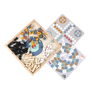 Trò chơi bảng gỗ 8 trong 1 được thiết lập với cờ đam cờ vua backgammon <span class=keywords><strong>Ludo</strong></span> Sling Puck rắn và thang xúc xắc và trò chơi ngỗng - Product Image 6