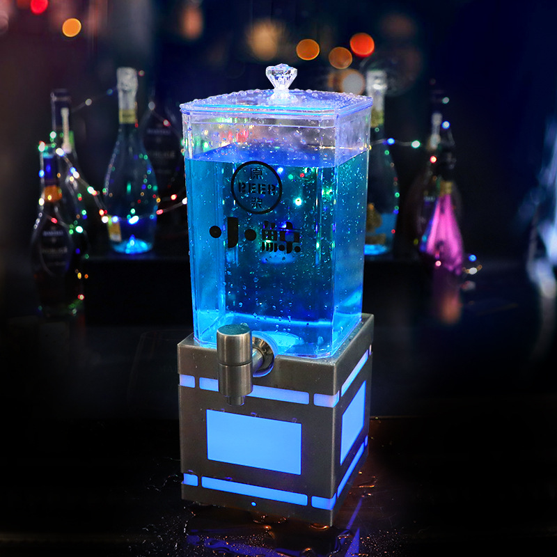 Stainless steel square base, ice blue 3L square wine barrel