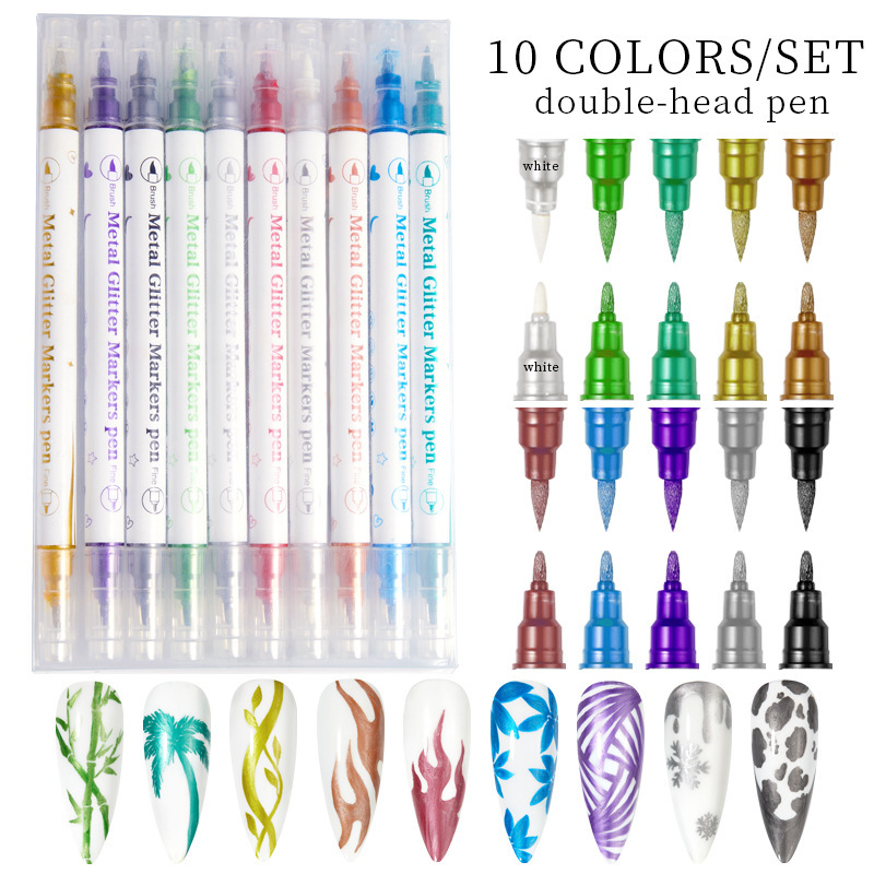 10pcs Double-head Metallic Color System