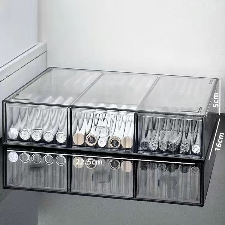 Translucent gray three-drawer**1