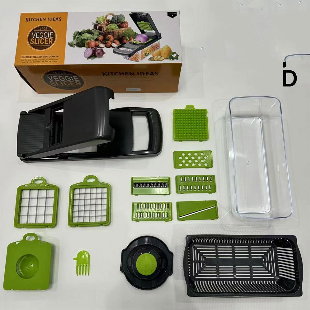 Juego de picadora de verduras manual 14 en 1 B