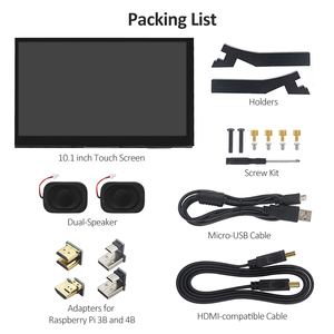 Auf Lager 10,1 Zoll IPS 1024x600 Display mit Lautsprechern und Haltern Monitor LCD Kapazitiver Touchscreen für Raspberry Pi 5/4/3 PC - Product Image 2