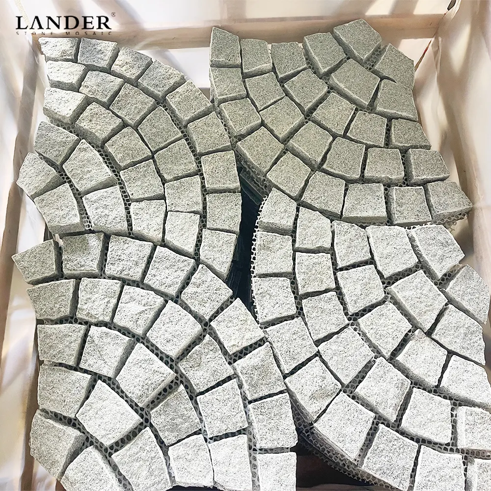 Outdoor Natural Stones Paving Stones Fan Shape Meshed Pavement Mats Granite Limestone Slate paving stones