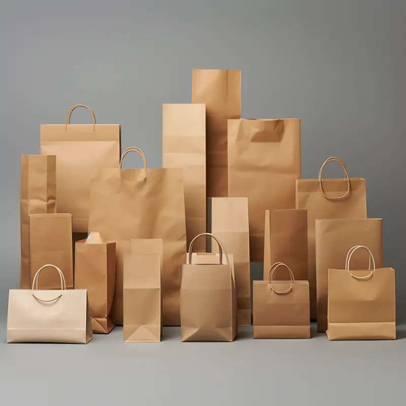 Bolsa de papel Kraft marrón con asa torcida plana Comida rápida para llevar y embalaje Bolsas artesanales de impresión offset para ir de compras