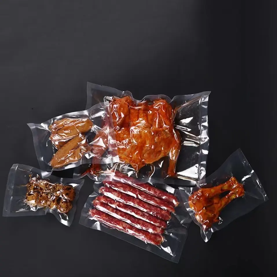 Moisture Proof Heat Seal Transparent Nylon Vacuum Plastic Food Packing Bags Plastic Packaging Bags For Nuts Grain Meat