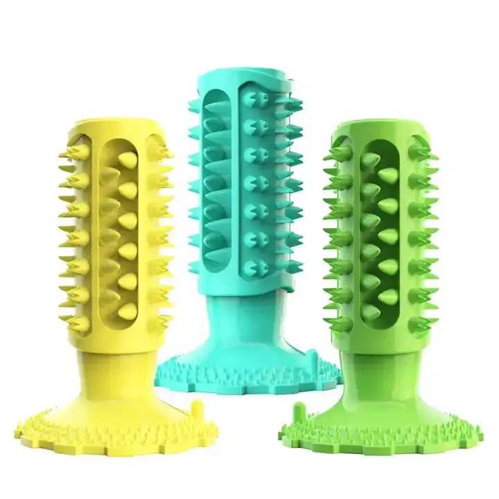 공장 직접 판매 맞춤형 TPR 애완 동물 개 흡입 컵 칫솔 씹는 장난감 공격적인 Chewers