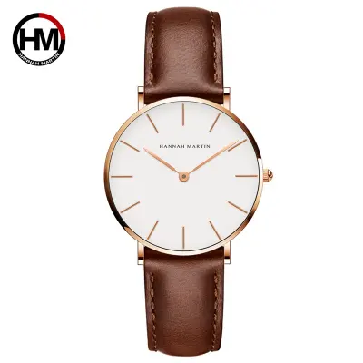 Reloj de movimiento de cuarzo japonés de estilo minimalista con correa de cuero, precio de fábrica al por mayor de Hannah Martin, para mujer, de estilo minimalista