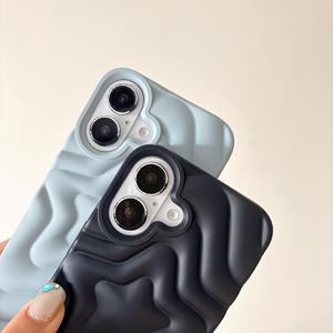 3D Cute Stars Wave Pattern Soft TPU Phone Case for iPhone 13 14 15 16 Pro Max Stylish Matte Solid Color Shockproof Cover <strong>Shell</strong> - Product Image 4