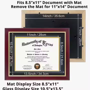 Giấy chứng nhận tốt nghiệp khung A4 Cherry gỗ diploima khung với Vàng TRIM và kính cường lực - Product Image 4